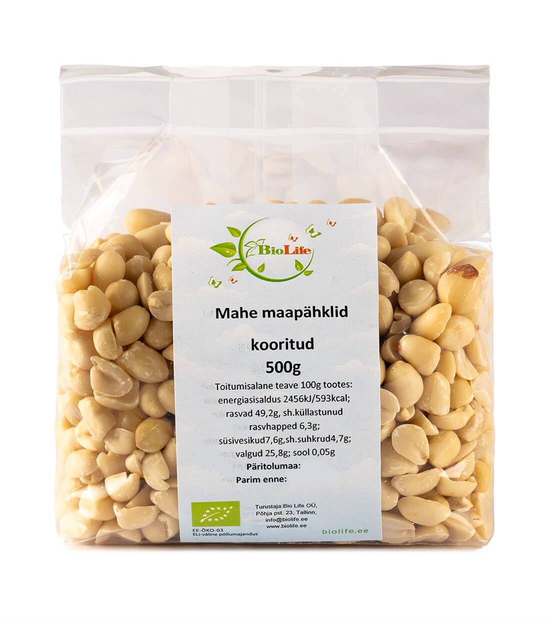 Mahe maapähkel, kooritud 500g
                         