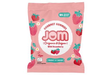 Ekologiški „Jom“ guminukai su laukinių braškių skoniu, 25 g – veganiškas ir be glitimo skanėstas