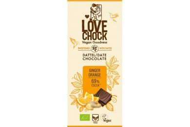 ekologiškas šokoladas su imbieru ir apelsinu 70 g – veganiškas, be glitimo, be pridėtinio cukraus