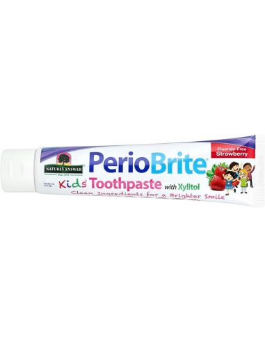 PerioBrite Kids Strawberry hambapasta 118ml – fluoriidivaba laste hambapasta ksülitooliga | biolife.ee
