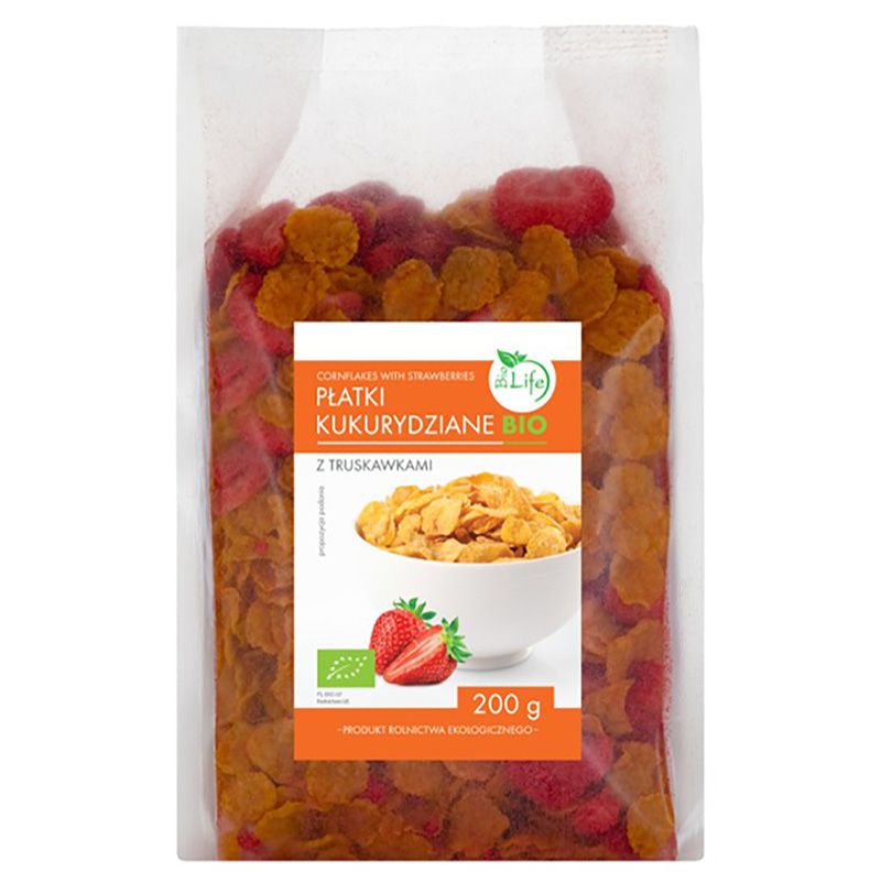 Mahe maisihelbed maasikatega 200g – orgaanilised hommikuhelbed kuivatatud marjadega | biolife.ee