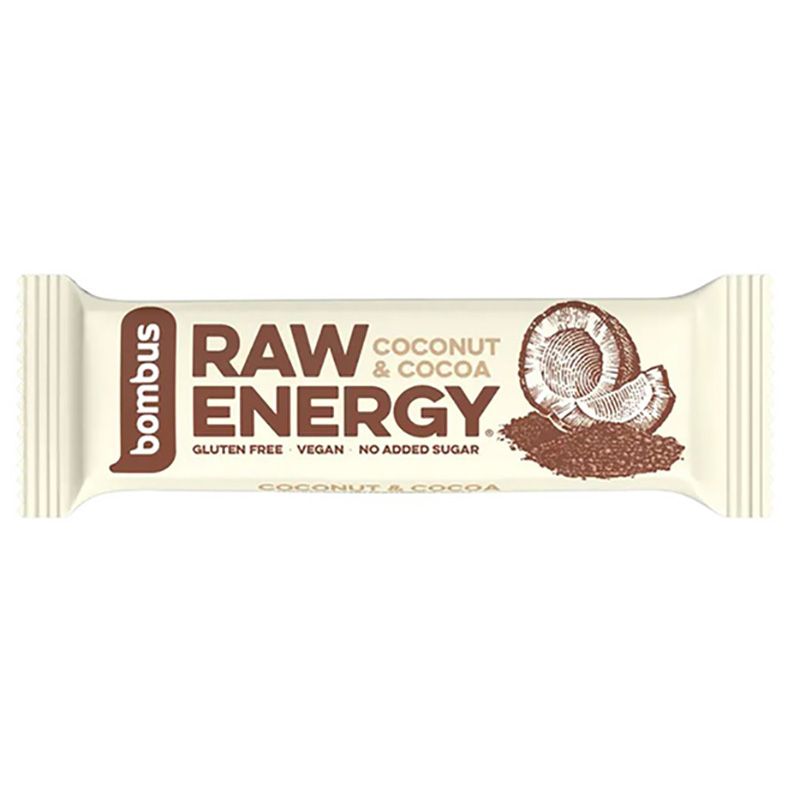 Toorbatoon RAW ENERGY kakao ja kookosega 50g – looduslik puuviljabatoon ilma lisatud suhkruta | biolife.ee