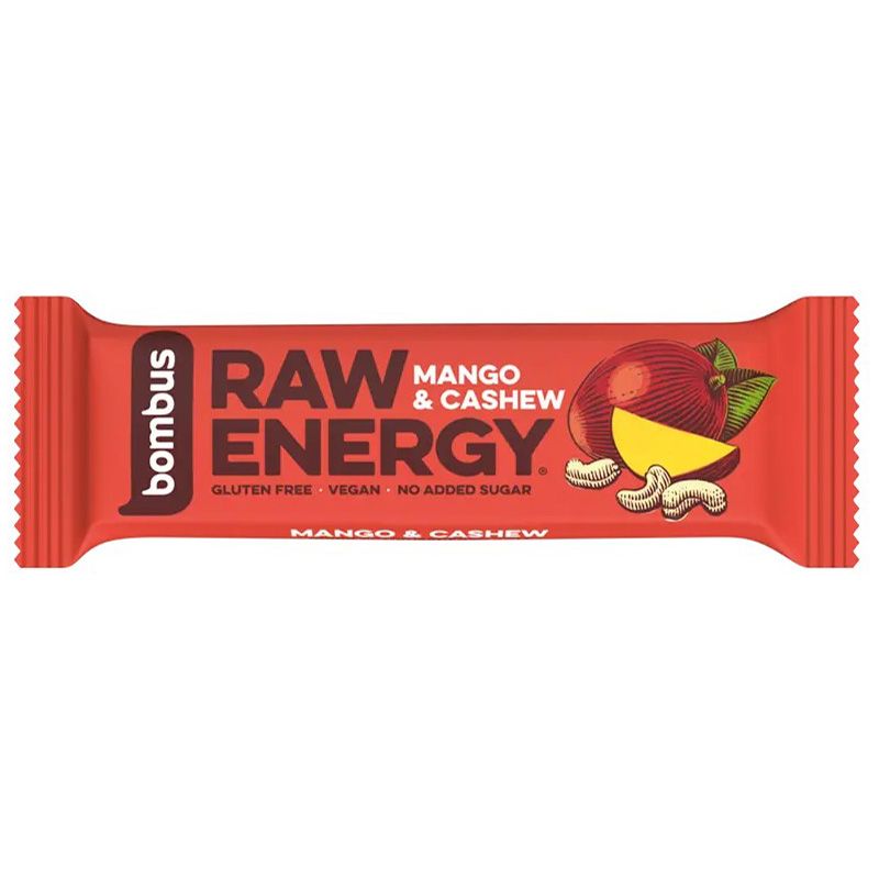 Toorbatoon RAW ENERGY mango ja india pähklitega 50g – looduslik puuviljabatoon ilma lisatud suhkruta | biolife.ee