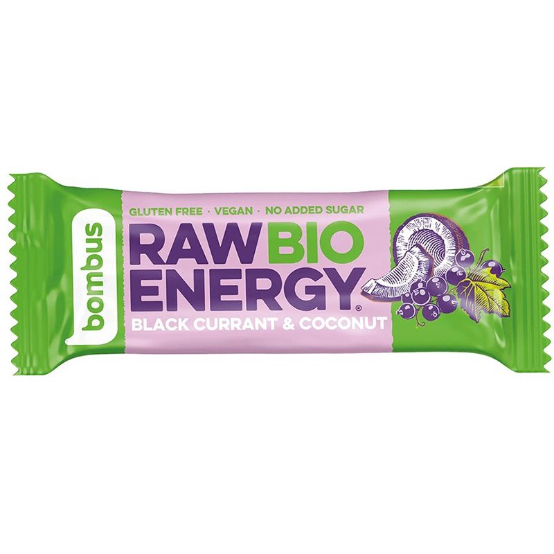 Mahe toorbatoon RAW ENERGY must sõstra ja kookosega 50g – looduslik puuviljabatoon ilma lisatud suhkruta | biolife.ee