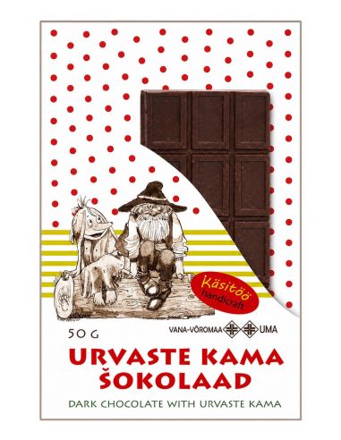 Mahe Urvaste Kama Šokolaad 50 g – käsitööna valmistatud tume šokolaad Urvaste kamaga