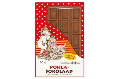 Mahe Pohlašokolaad 50 g – käsitööna valmistatud piimašokolaad kuivatatud pohladega