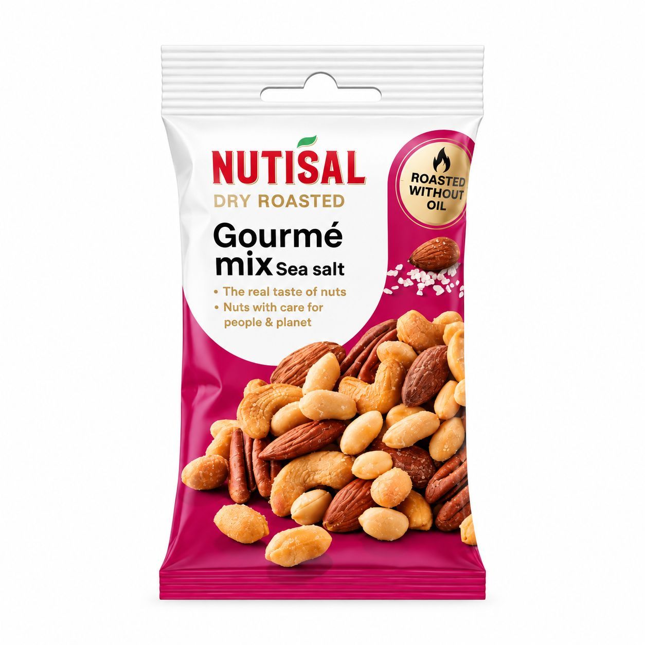NUTISAL Gourmé Mix meresoolaga kuivröstitud pähklisegu 60 g pakend