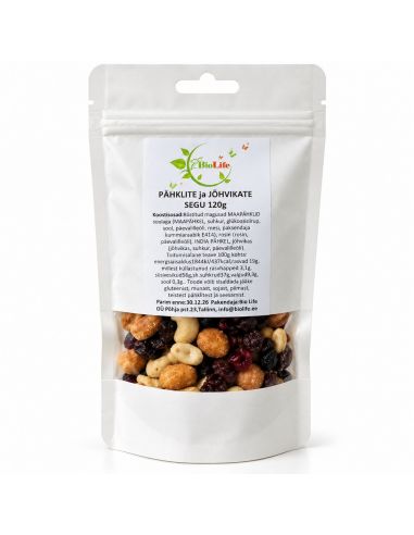 Bio Life pähklite ja jõhvikate segu 120 g pakend
