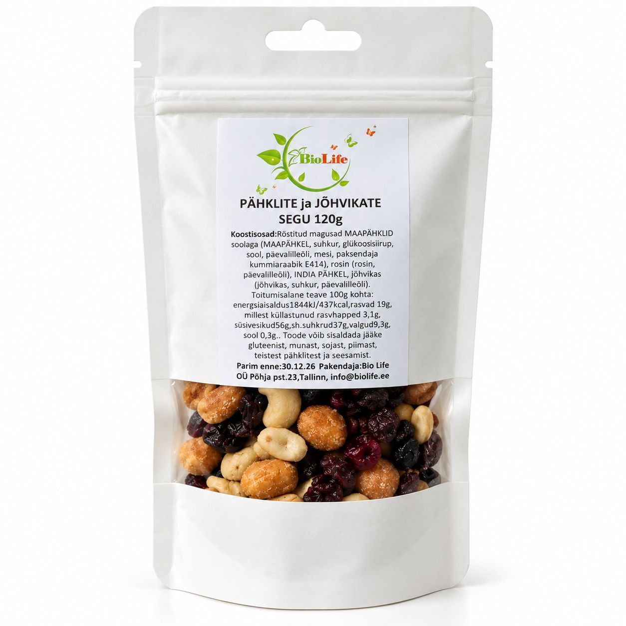 „Bio Life“ riešutų ir spanguolių mišinys, 120 g pakuotė