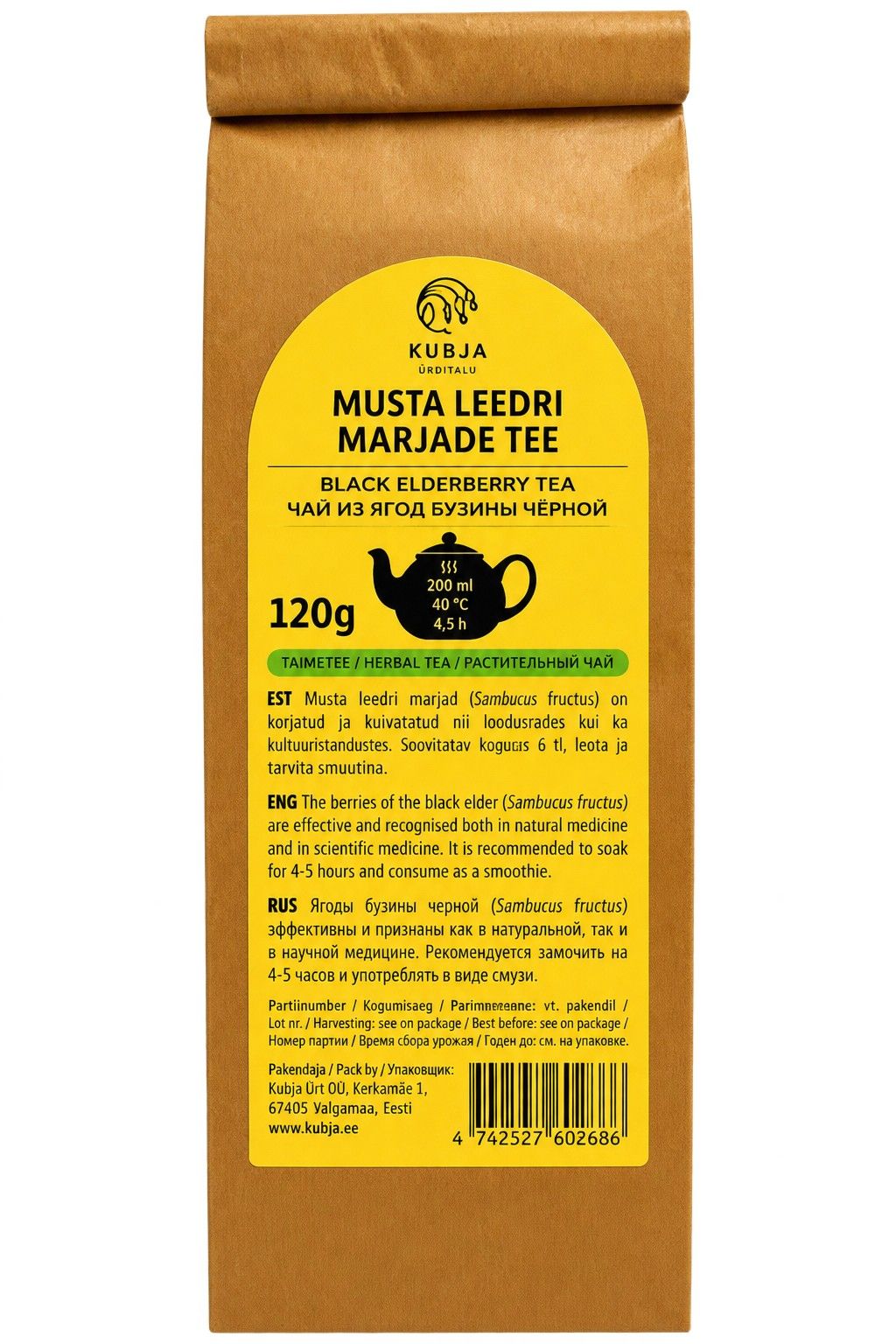 Kubja Ürditalu Musta leedri marjade tee 120 g