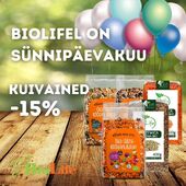 🥳Hea BioLife'i sõber,

Tähistame juulis BioLife'i SÜNNIPÄEVA ja sel puhul ootavad teid igal nädalal uued tooted soodushindadega!

Sel nädalal leiate soodustoodete hulgast suure valiku kuivaineid. Järgmisel nädalal lisanduvad nende kõrvale ka toidulisandid ja vitamiinid. Hoia end kursis!

#biolife #sünnipäev #sooduspakkumised #mahekinoa #mahetatar